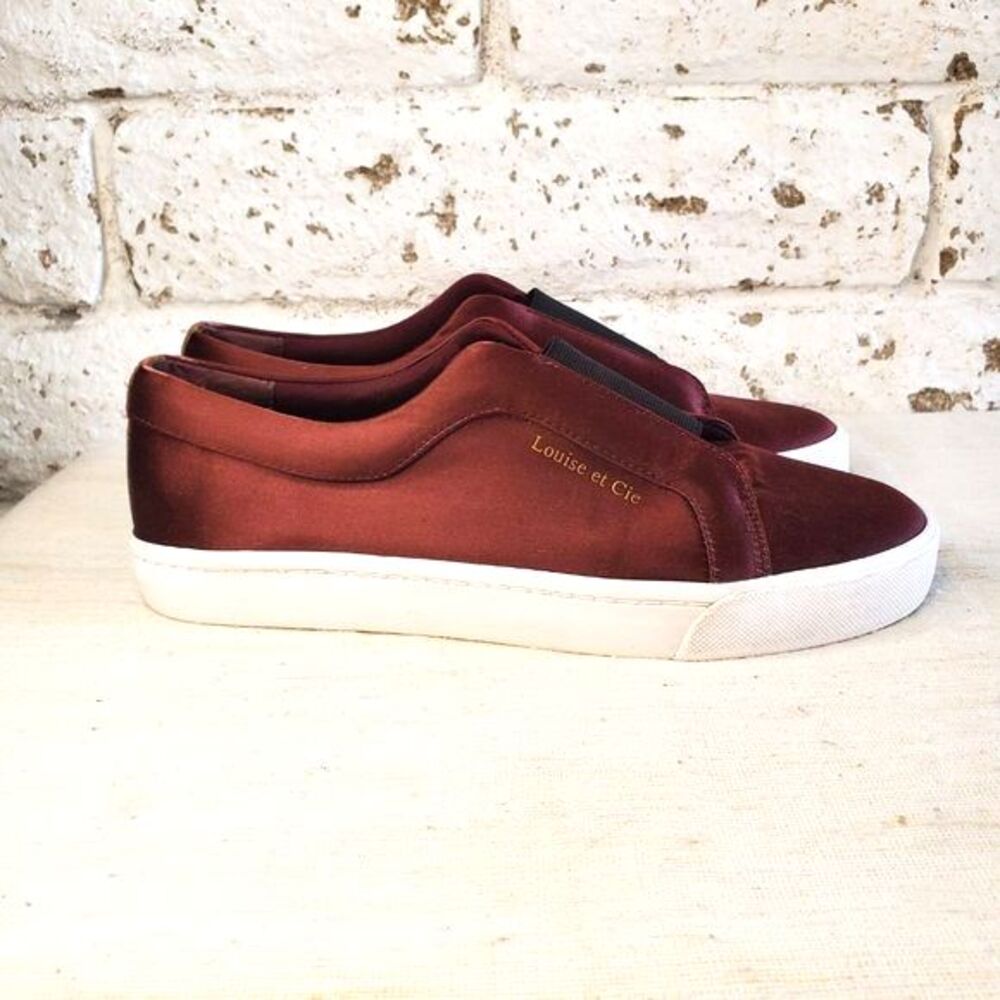 Louise Et Cie Lo-Bette  Burgundy Satin Sneakers Womens Flats Casual Street Sz 8 - Picture 2 of 10